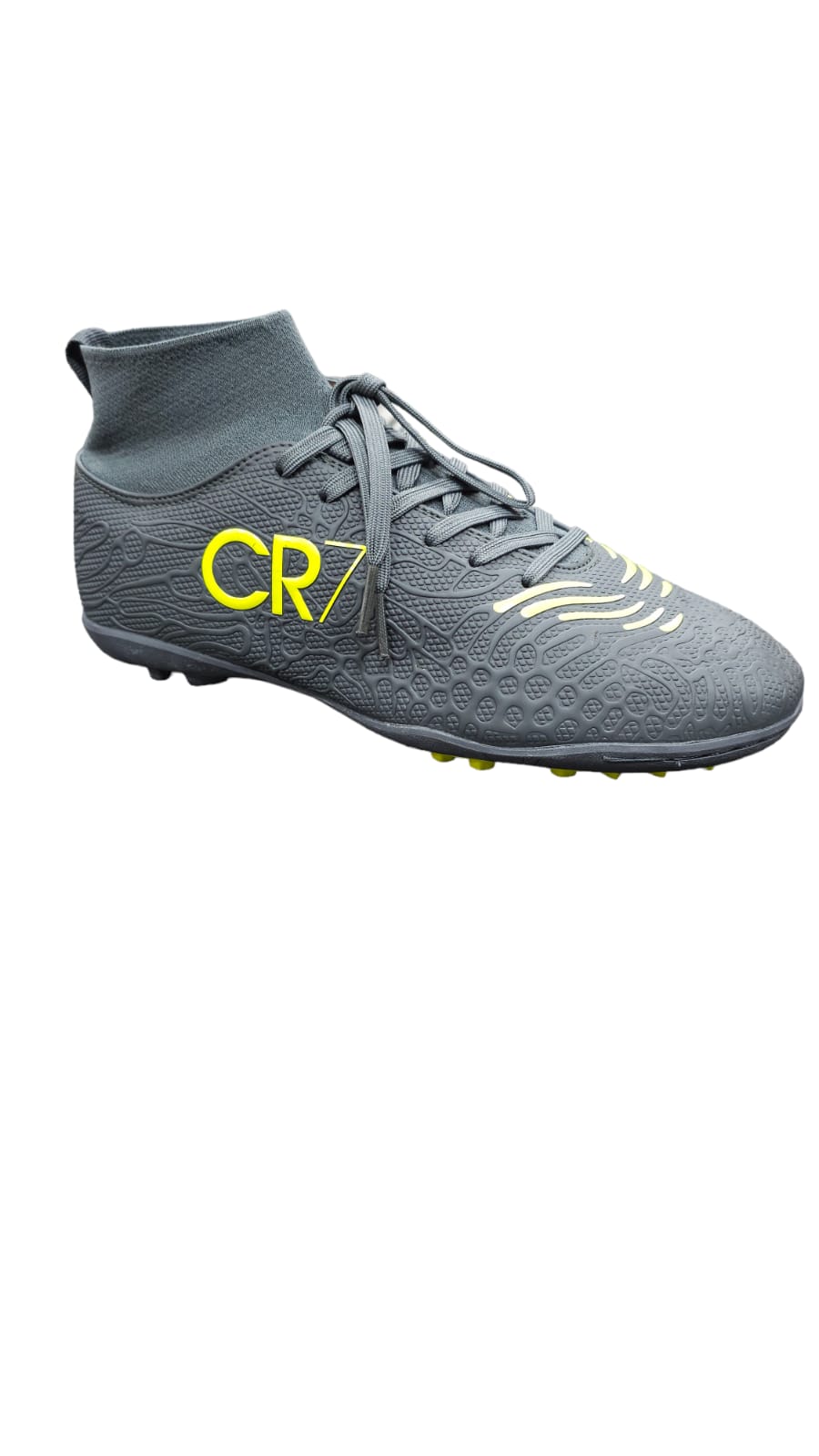 Tenis Torretin Futsal CR7 Importado Extra Livianos Gris-Amarillo Neon