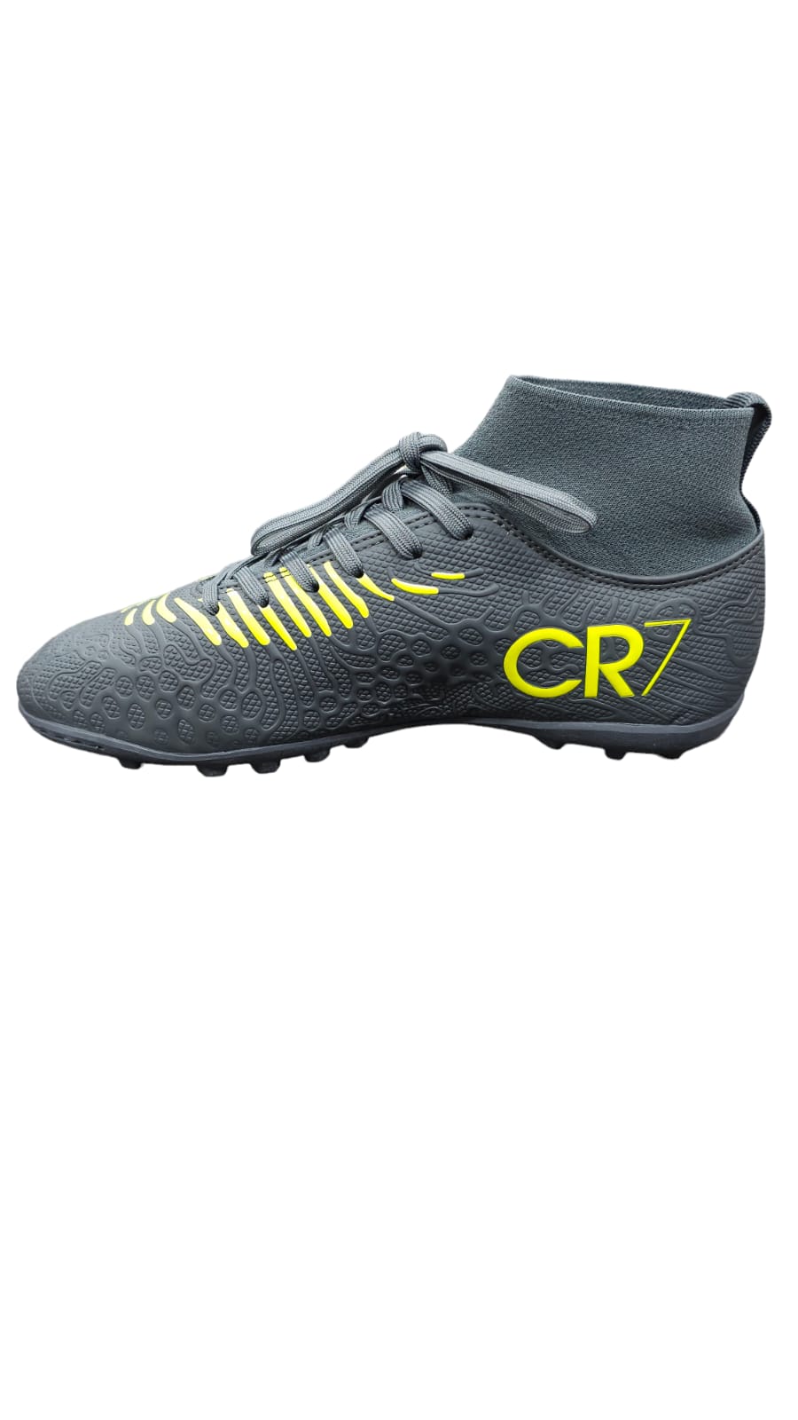 Tenis Torretin Futsal CR7 Importado Extra Livianos Gris-Amarillo Neon