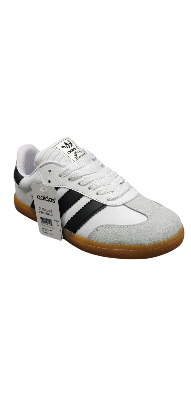 Tenis Adidas Samba White Black Suela Plana Replica AA