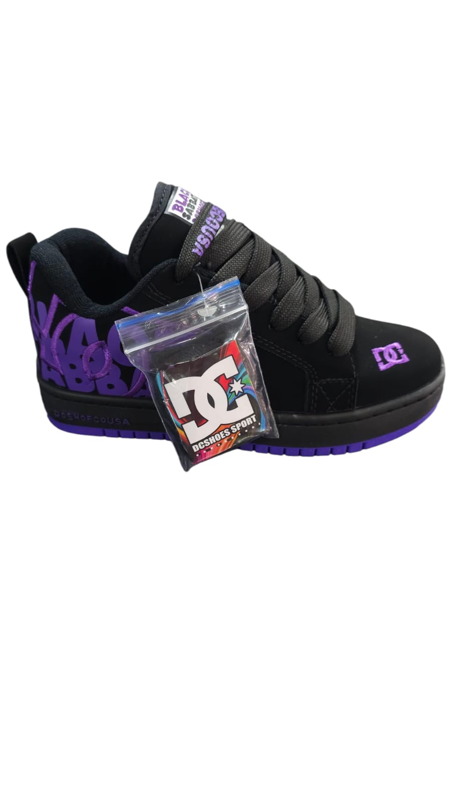 Tenis DC Shoes Court Graffic Replica AA Colors Black Lila
