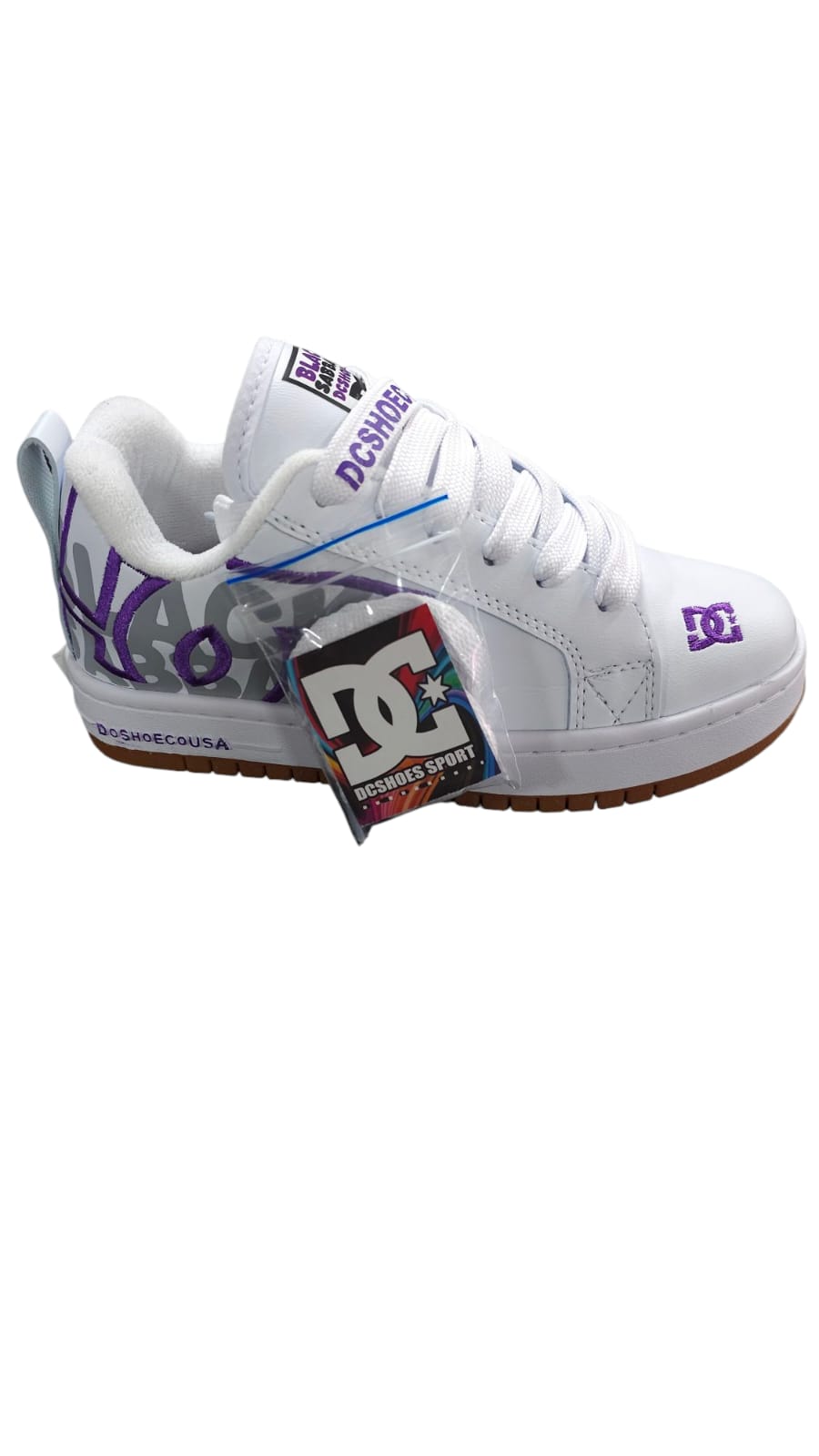 Tenis DC Shoes Court Graffic Replica AA Colors White Lila