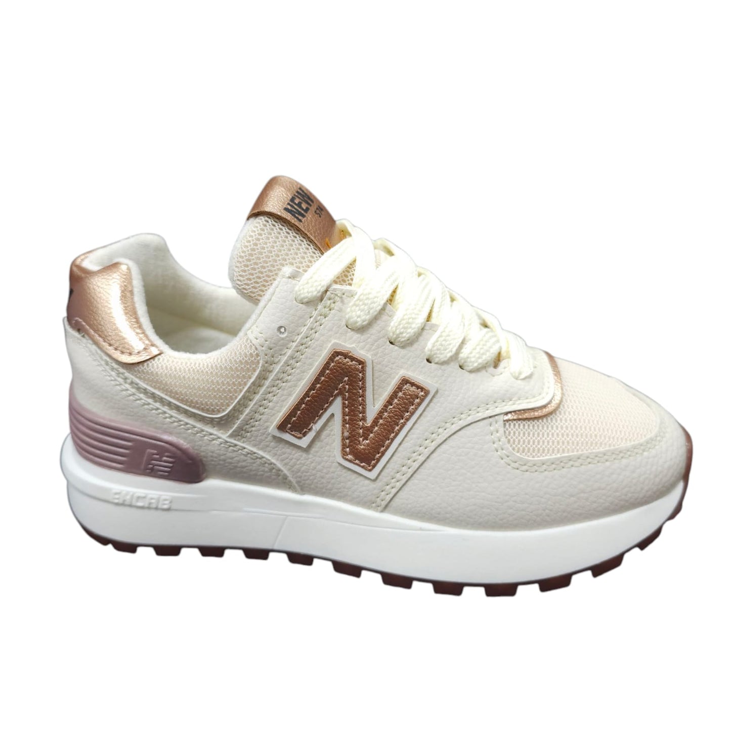 Tenis New Balance Replica AA Suela Alta New Colección Beige Dorado