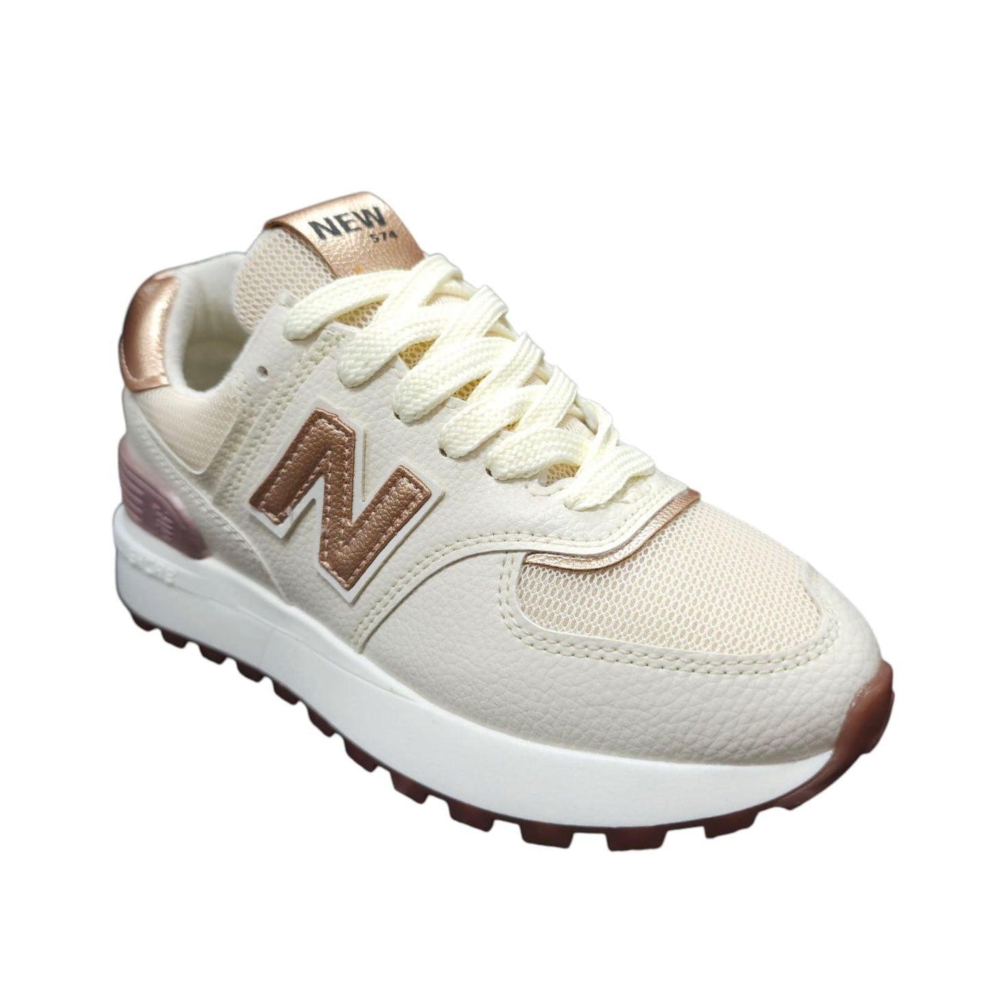 Tenis New Balance Replica AA Suela Alta New Colección Beige Dorado