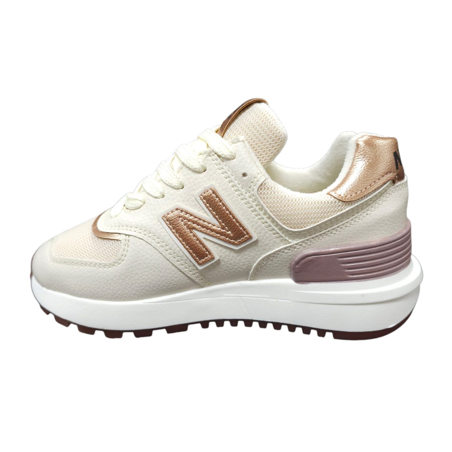 Tenis New Balance Replica AA Suela Alta New Colección Beige Dorado