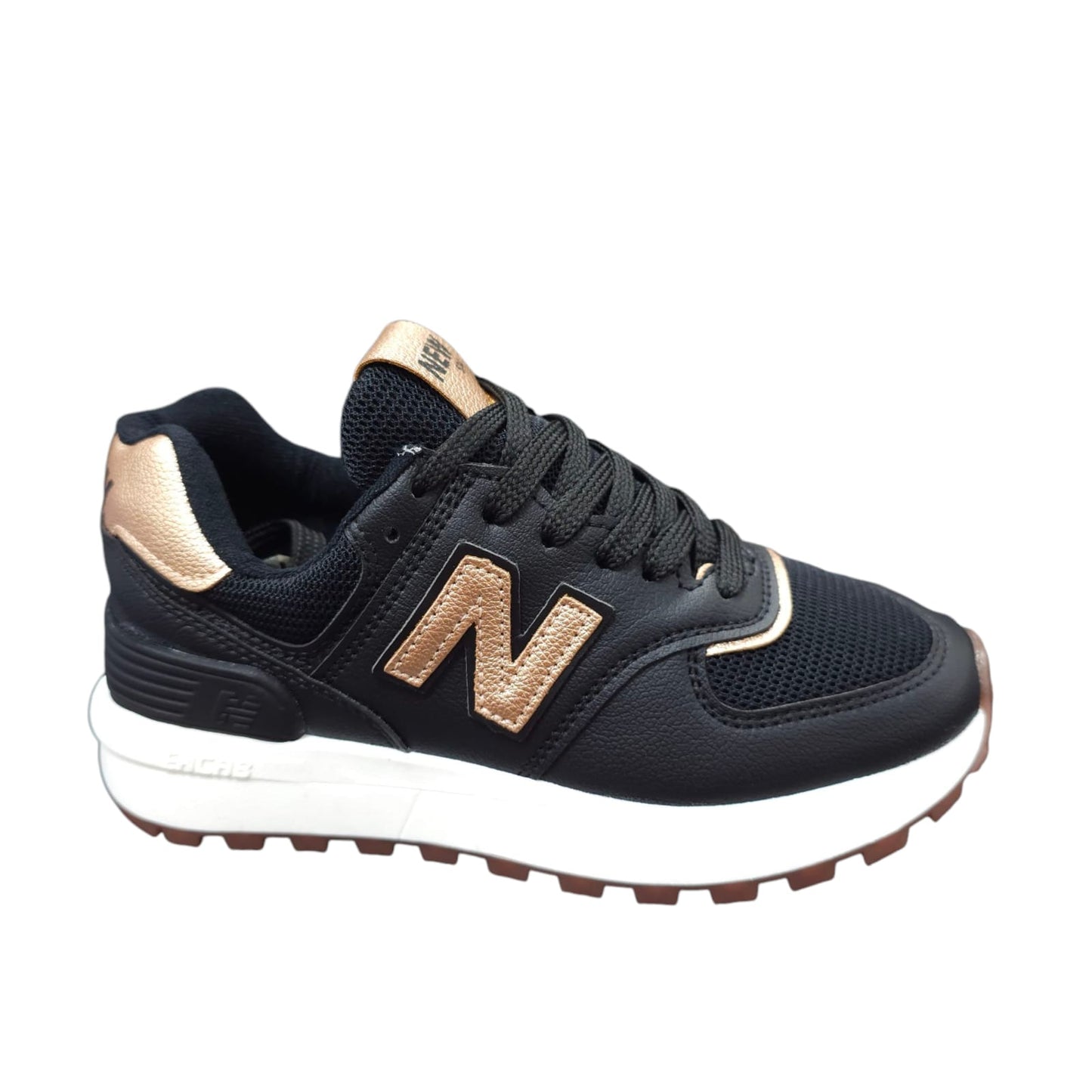 Tenis New Balance Replica AA Suela Alta New Colección Negro Dorado