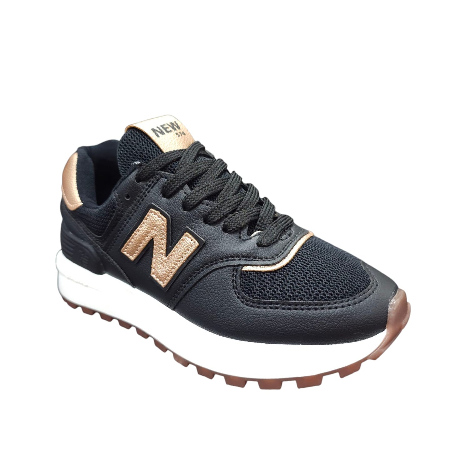 Tenis New Balance Replica AA Suela Alta New Colección Negro Dorado
