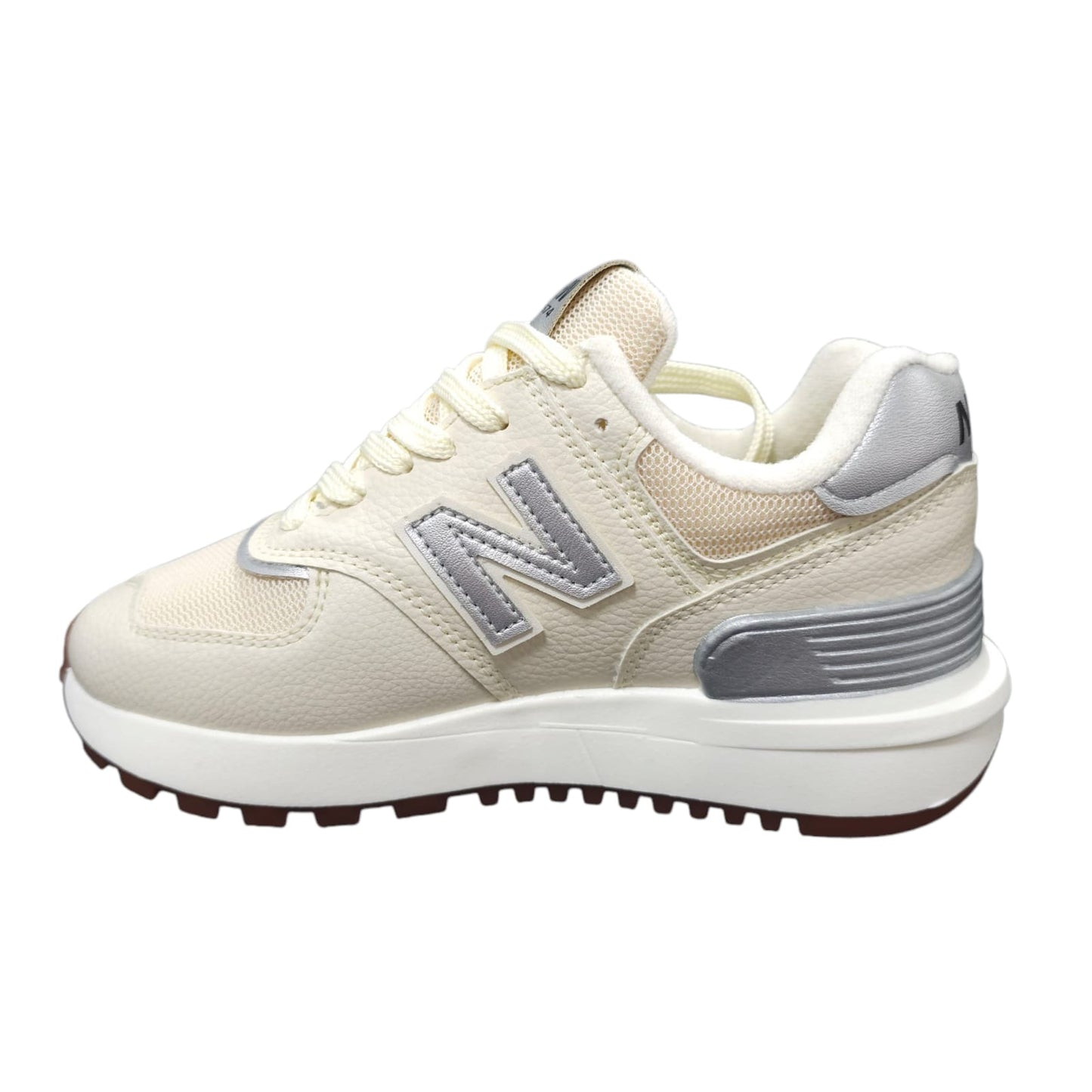 Tenis New Balance Replica AA Suela Alta New Colección Beige Plateado