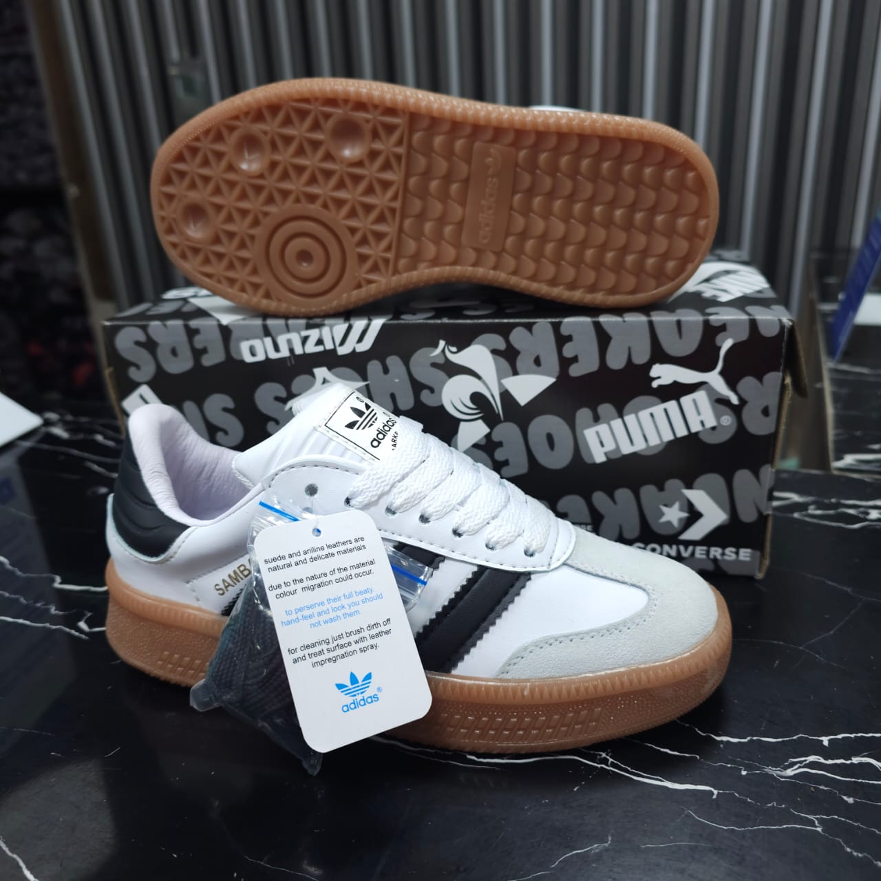 Tenis Adidas Samba White Black Suela Alta Replica AA