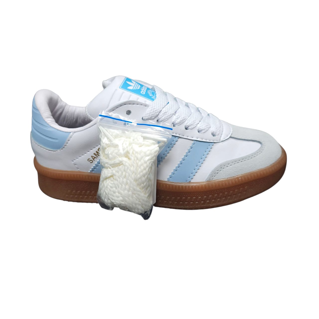 Tenis Adidas Samba White Blue Suela Alta Replica AA