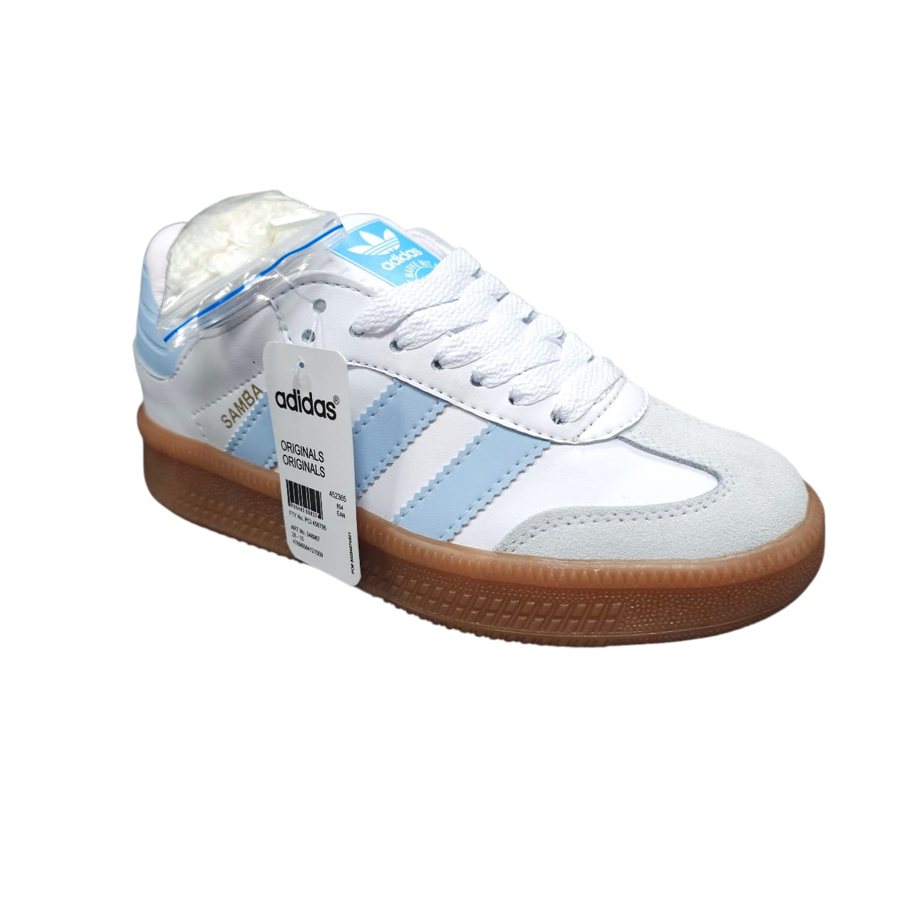 Tenis Adidas Samba White Blue Suela Alta Replica AA