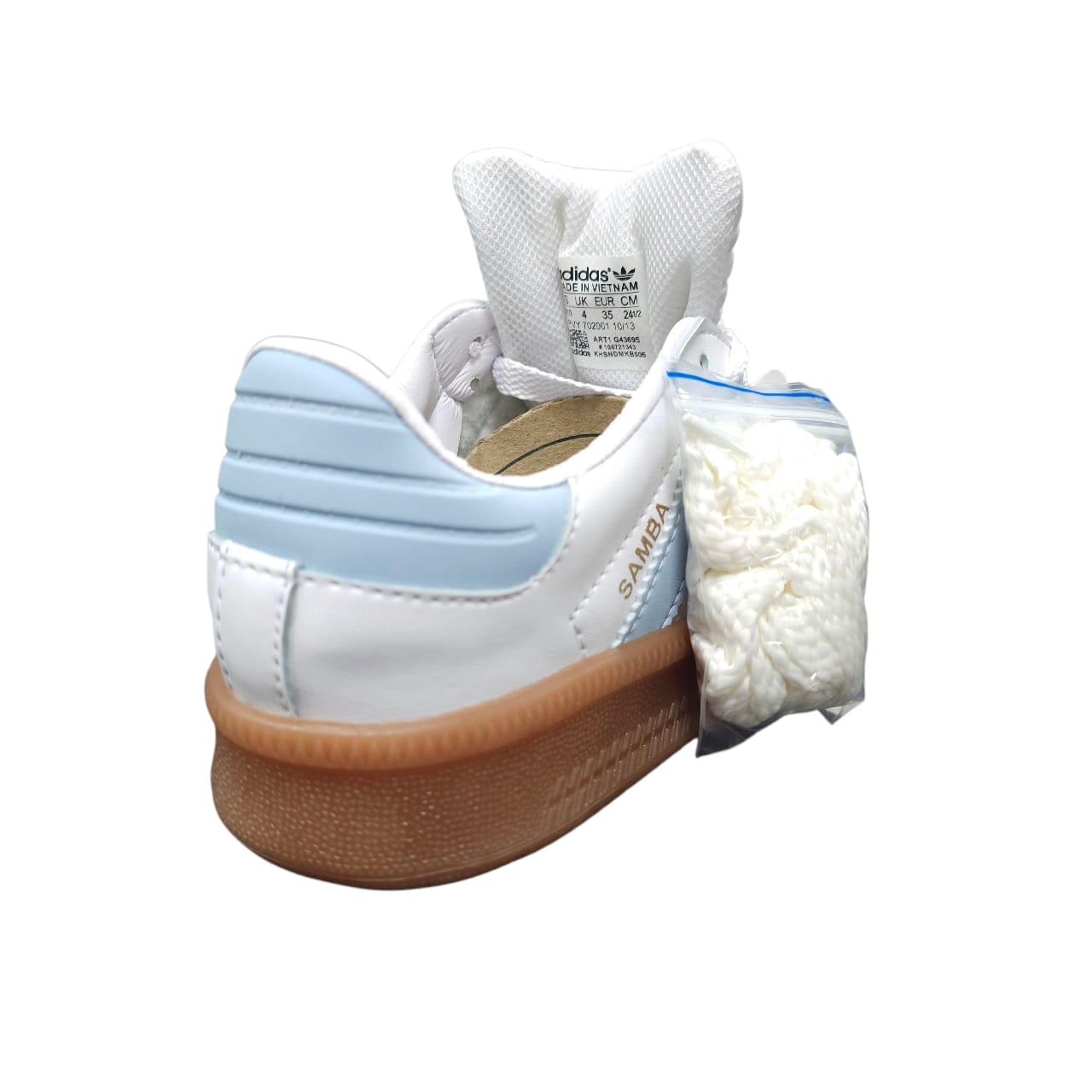 Tenis Adidas Samba White Blue Suela Alta Replica AA