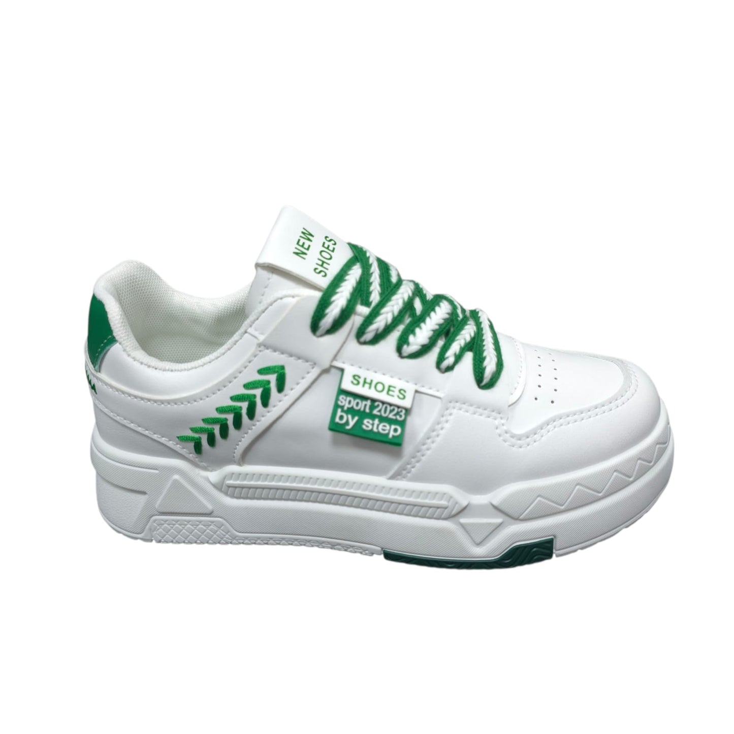 Tenis En Plataforma Importados Suela Plana Nueva Colección White Green