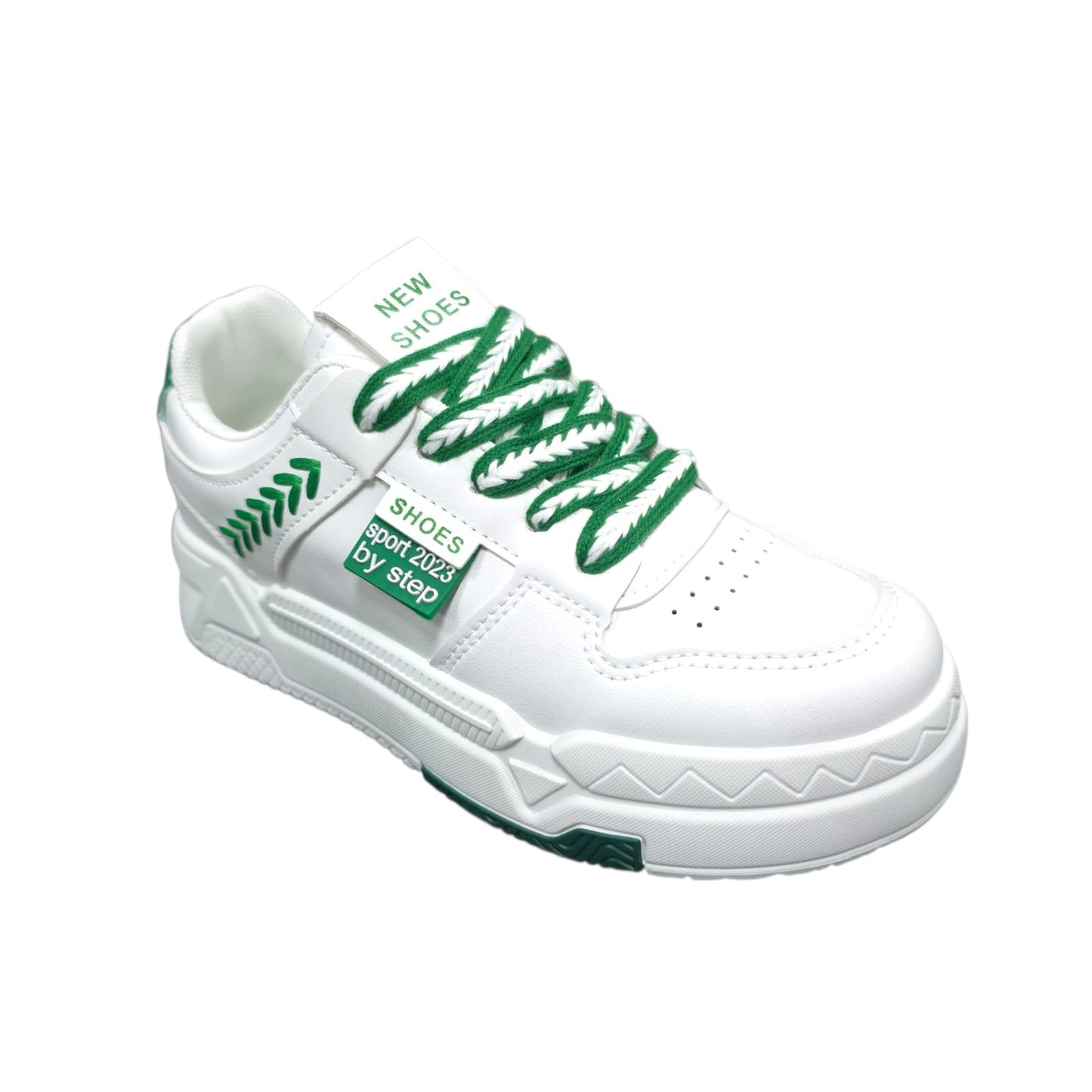 Tenis En Plataforma Importados Suela Plana Nueva Colección White Green