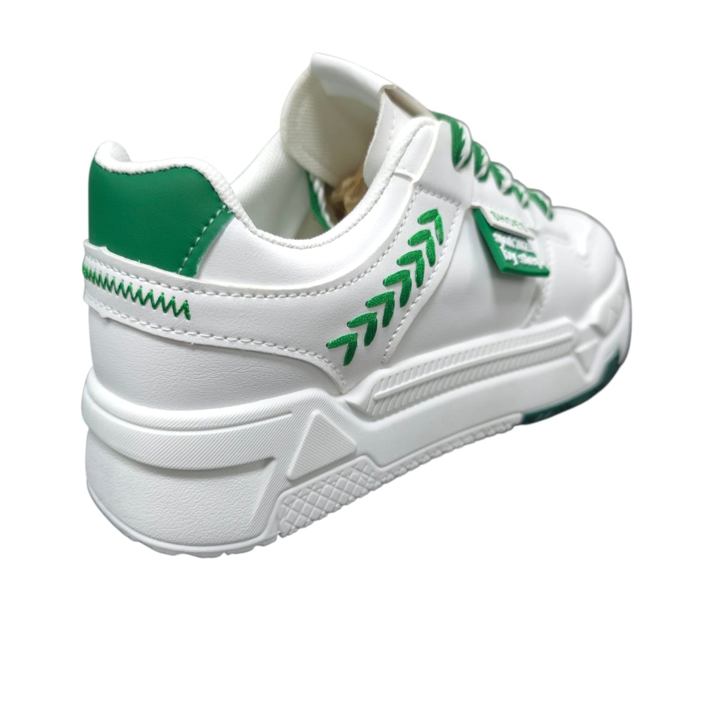 Tenis En Plataforma Importados Suela Plana Nueva Colección White Green