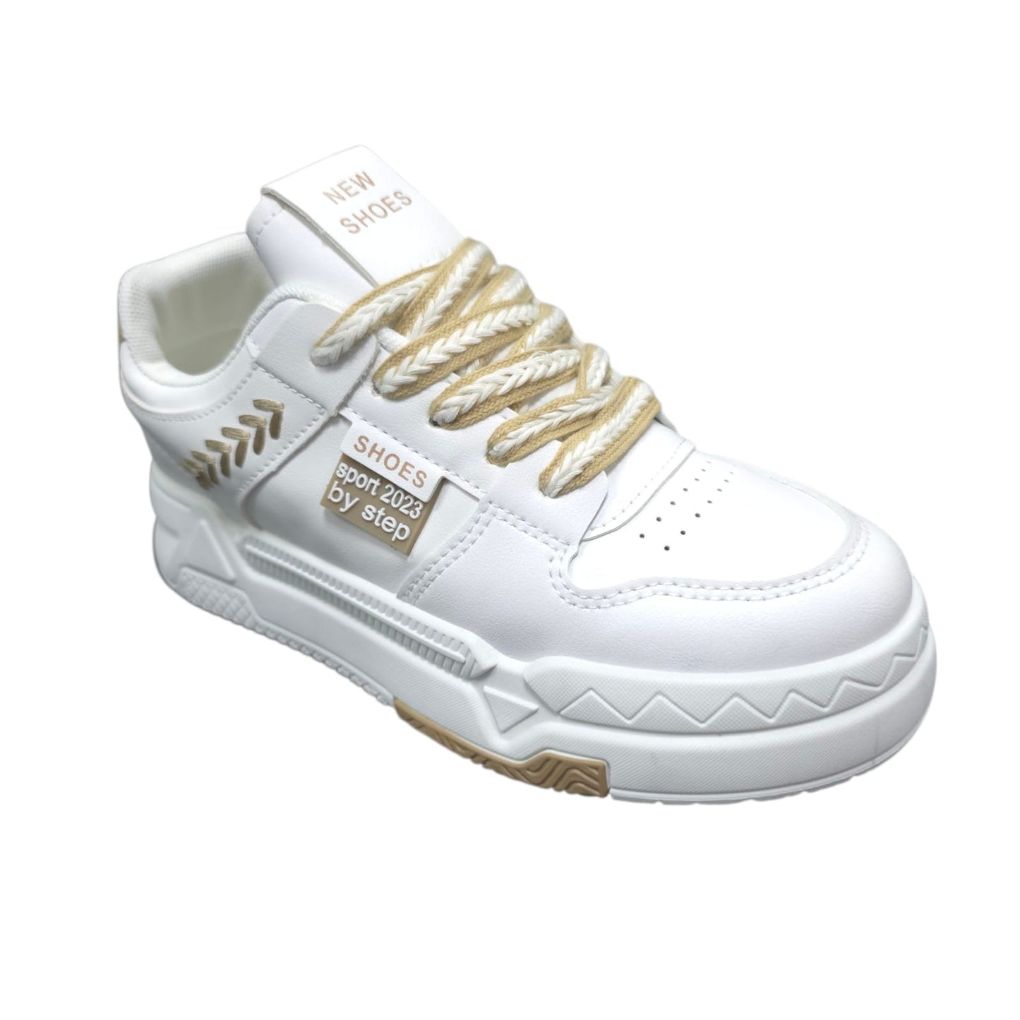 Tenis En Plataforma Importados Suela Plana Nueva Colección White Dorado