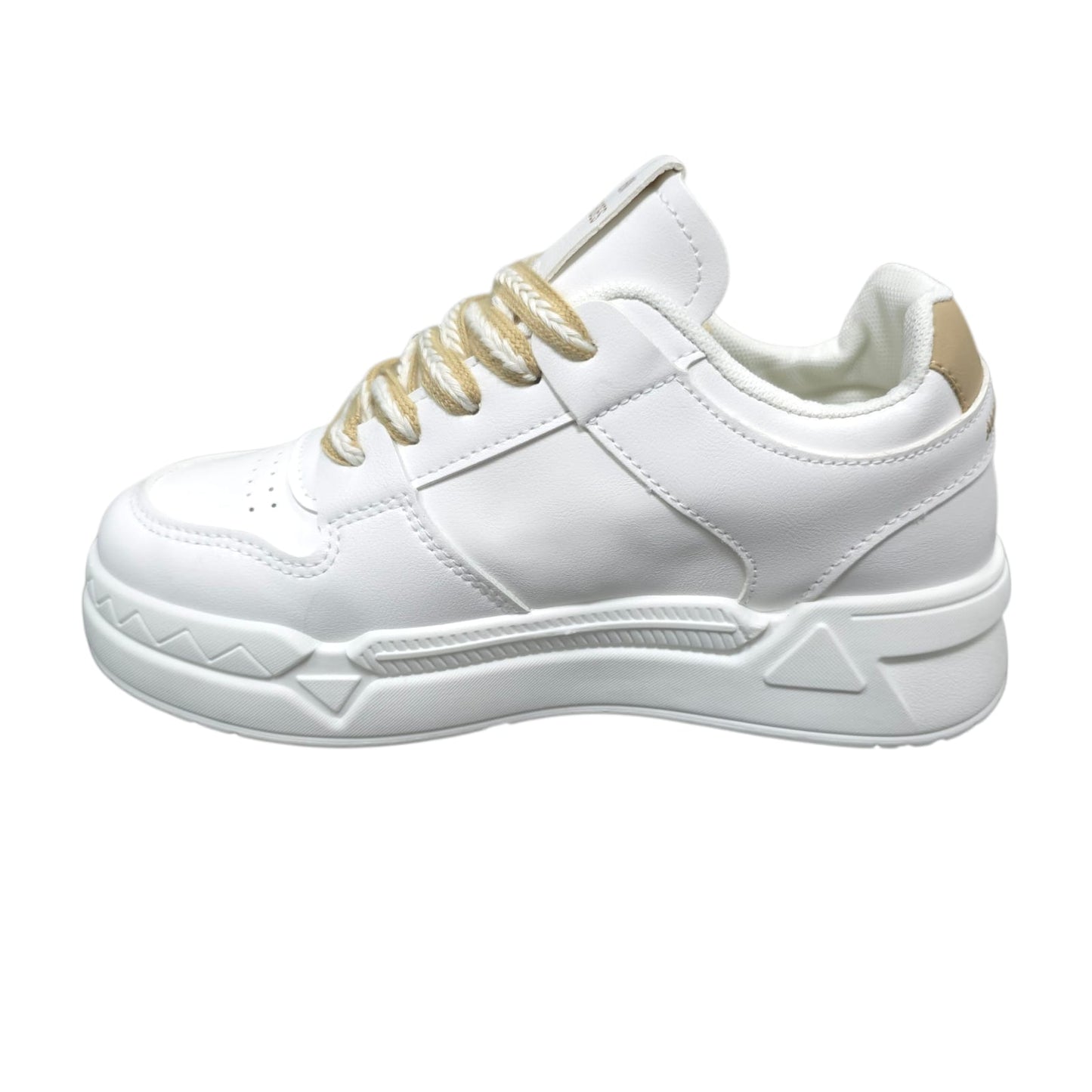 Tenis En Plataforma Importados Suela Plana Nueva Colección White Dorado