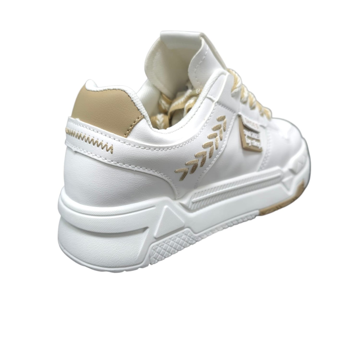 Tenis En Plataforma Importados Suela Plana Nueva Colección White Dorado