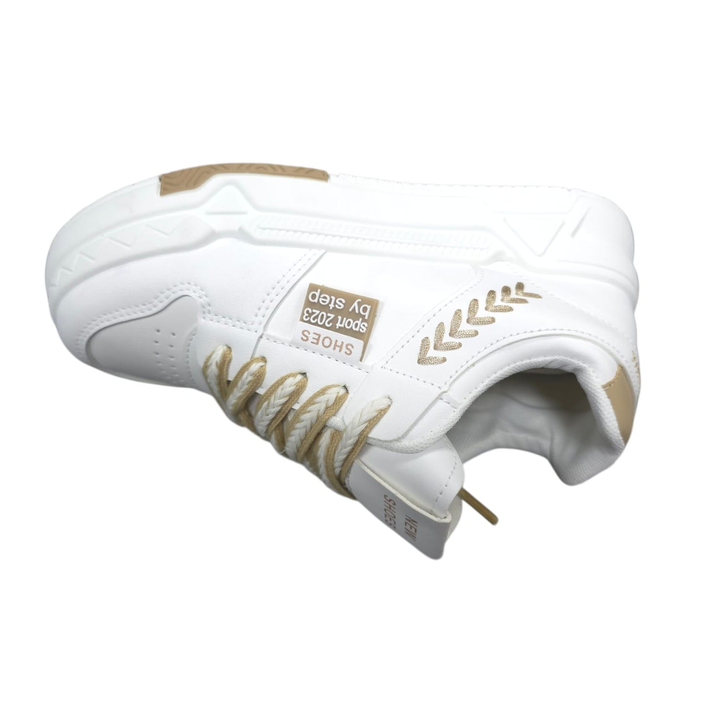 Tenis En Plataforma Importados Suela Plana Nueva Colección White Dorado