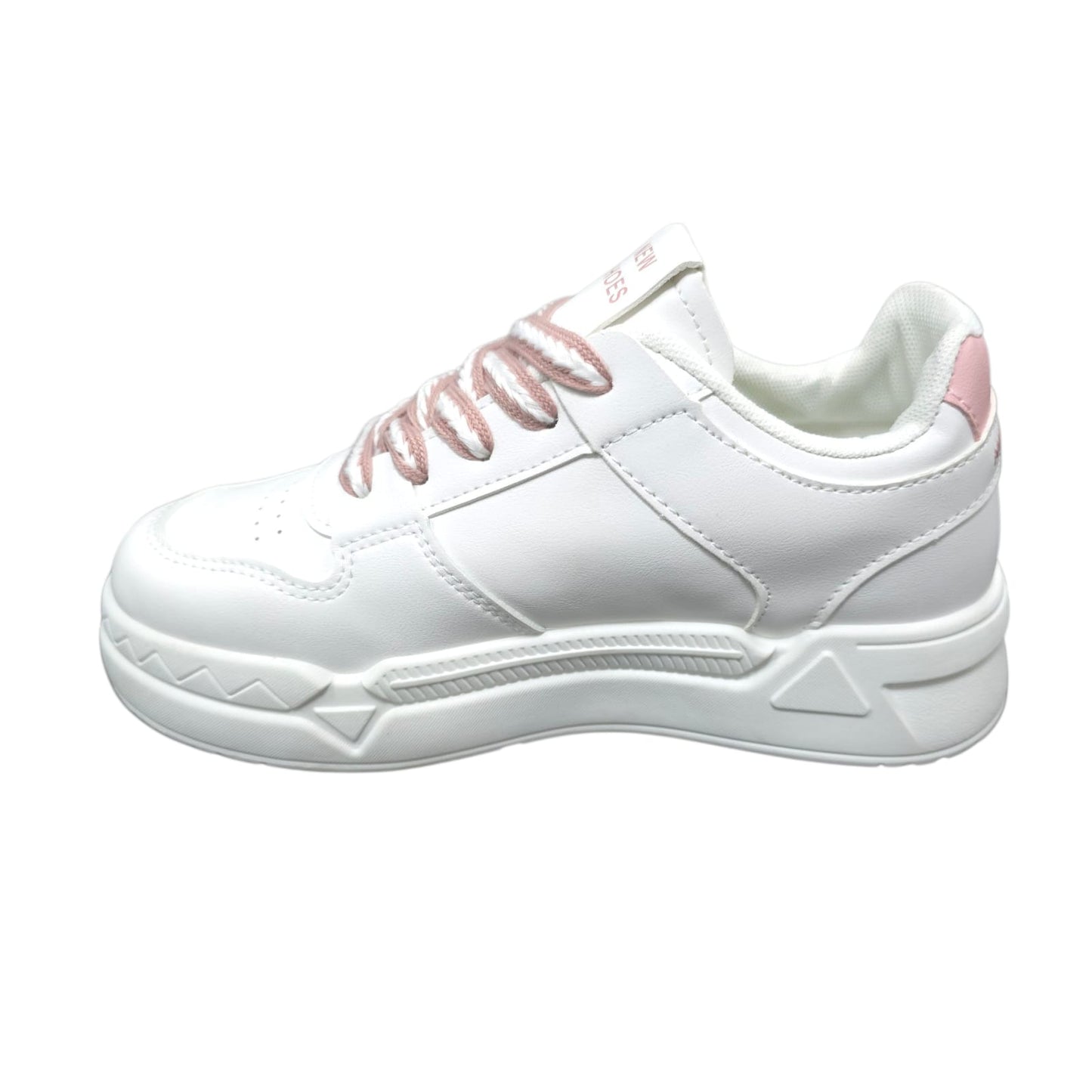 Tenis En Plataforma Importados Suela Plana Nueva Colección White Rosa