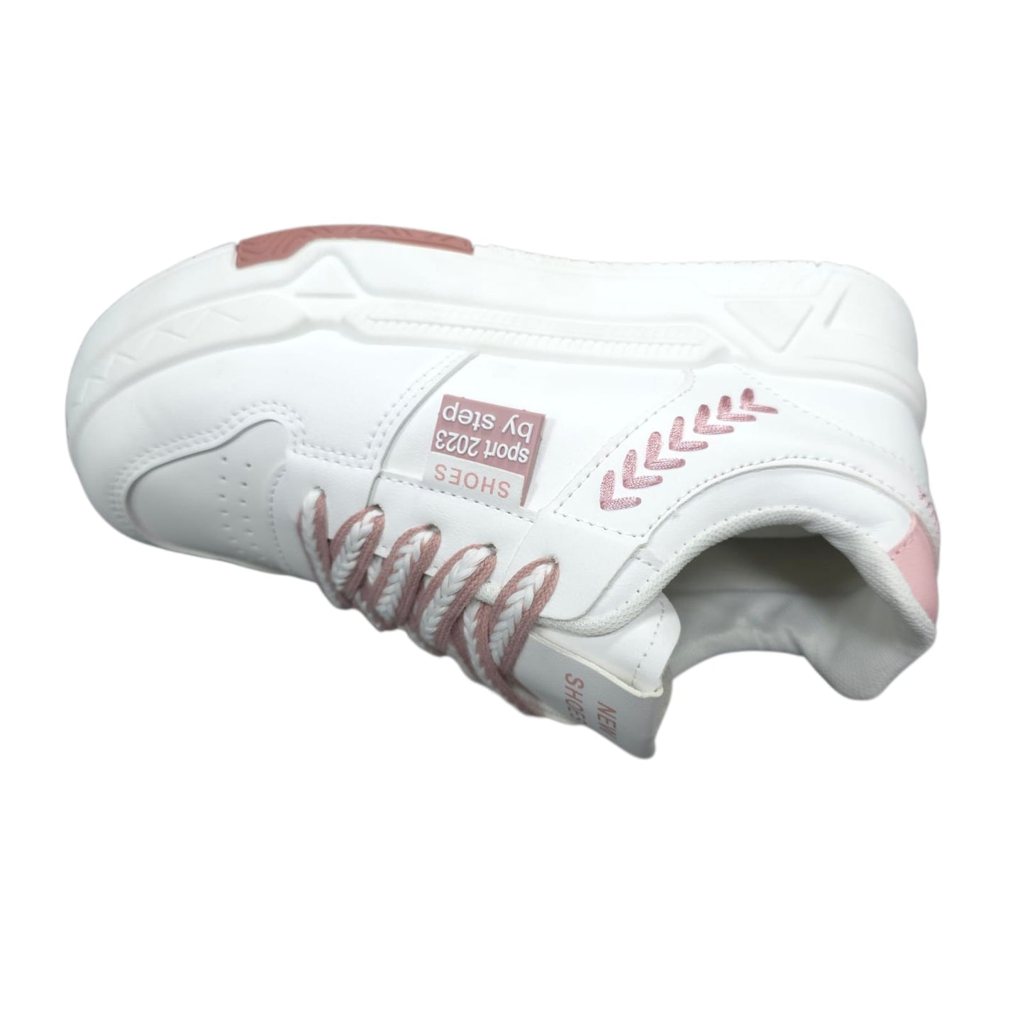 Tenis En Plataforma Importados Suela Plana Nueva Colección White Rosa