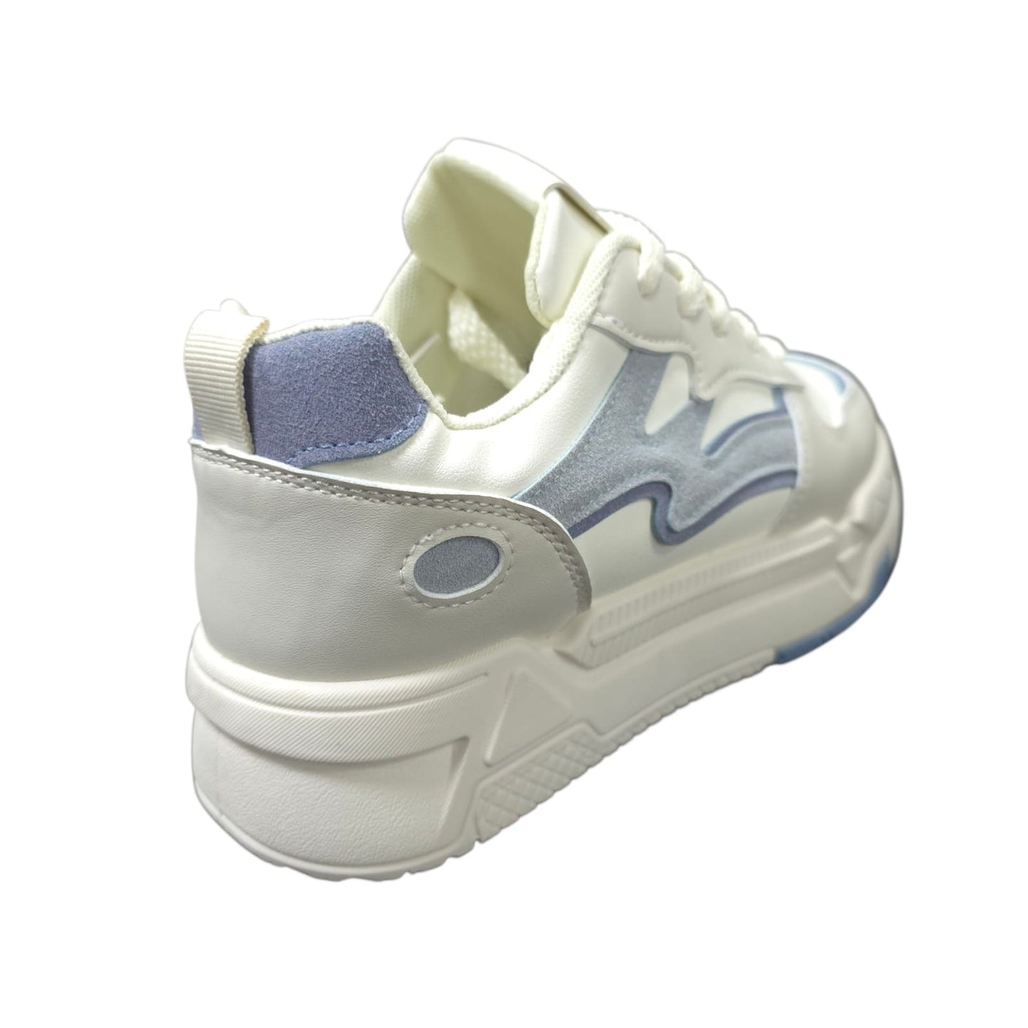 Tenis En Plataforma Importados Suela Plana Nueva Colección White Blue