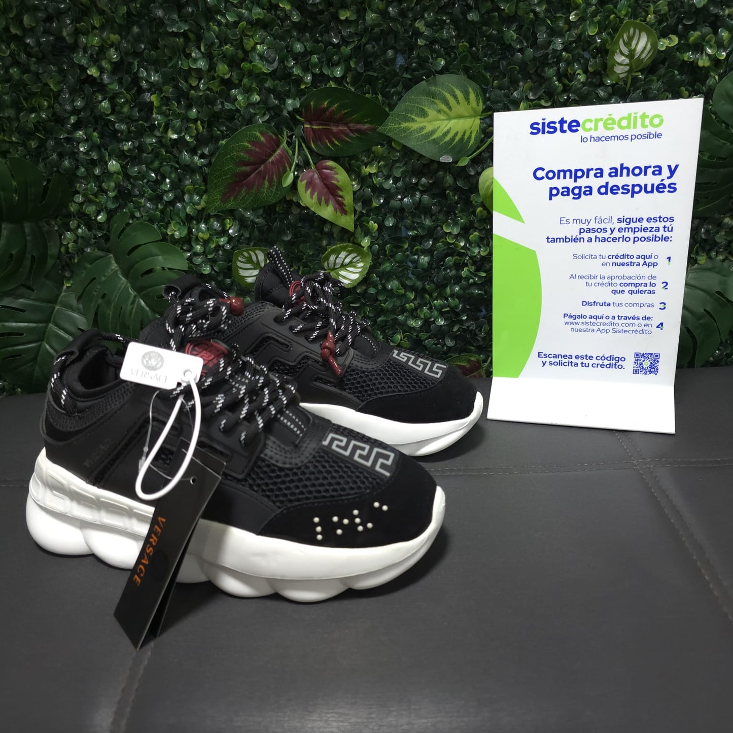 Tenis Versace Chain Importados Reaction Black