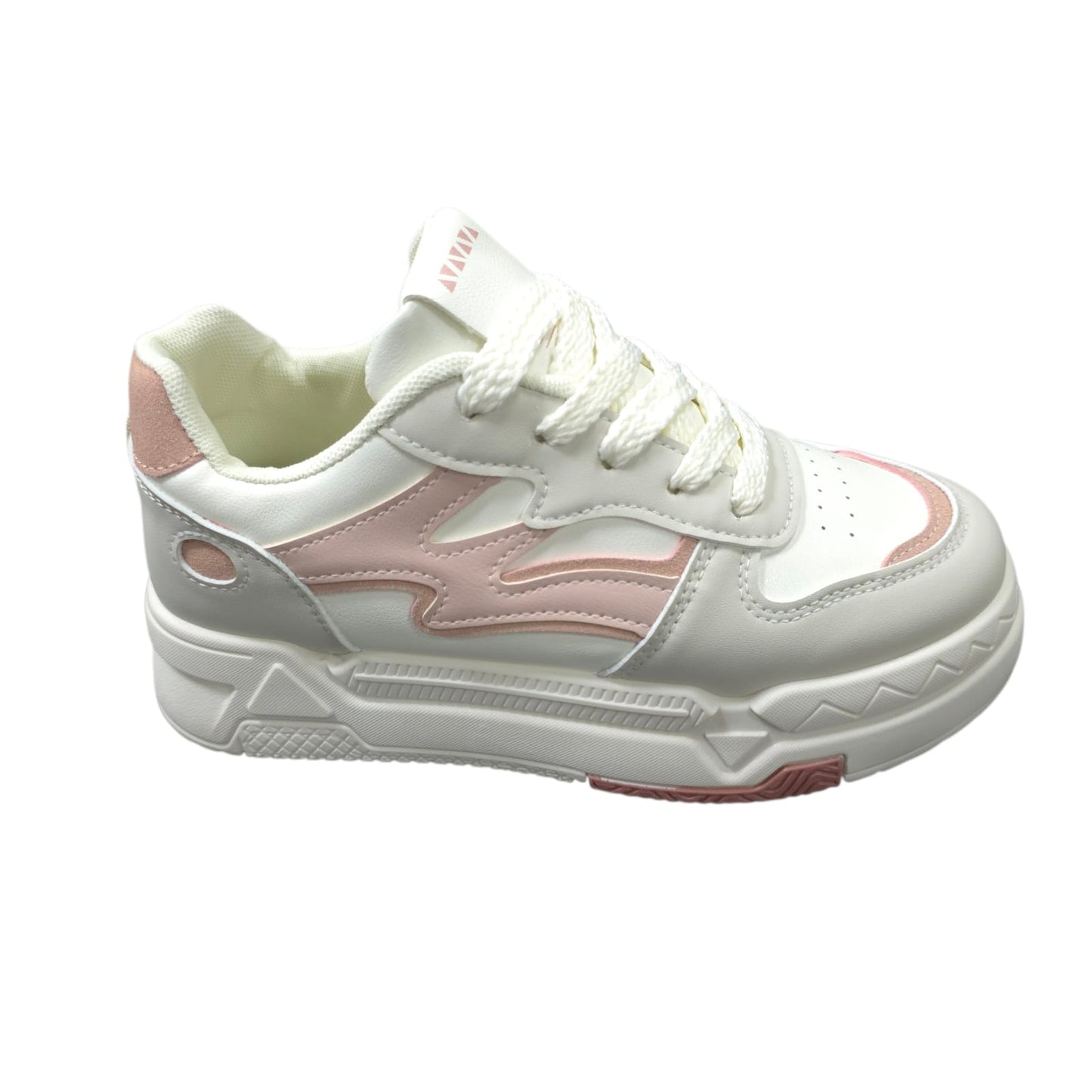 Tenis En Plataforma Importados Suela Plana Nueva Colección White Pink