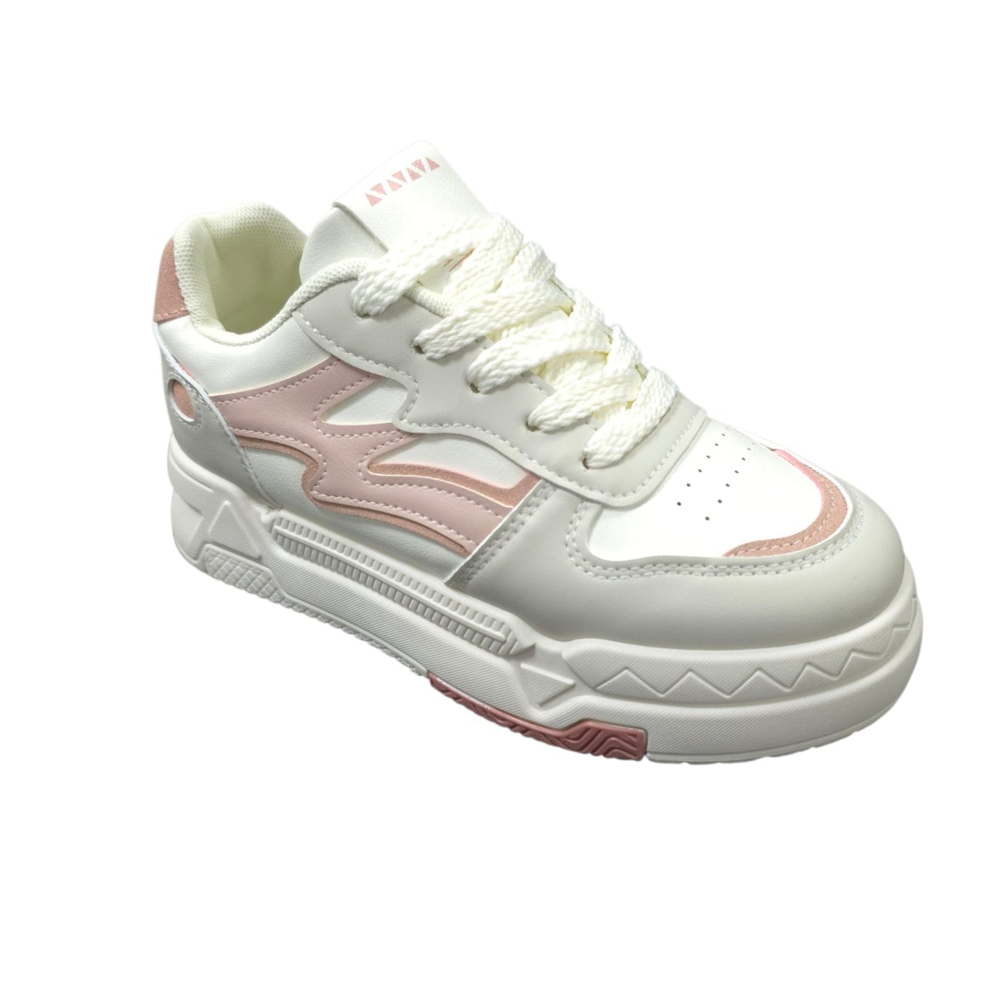 Tenis En Plataforma Importados Suela Plana Nueva Colección White Pink