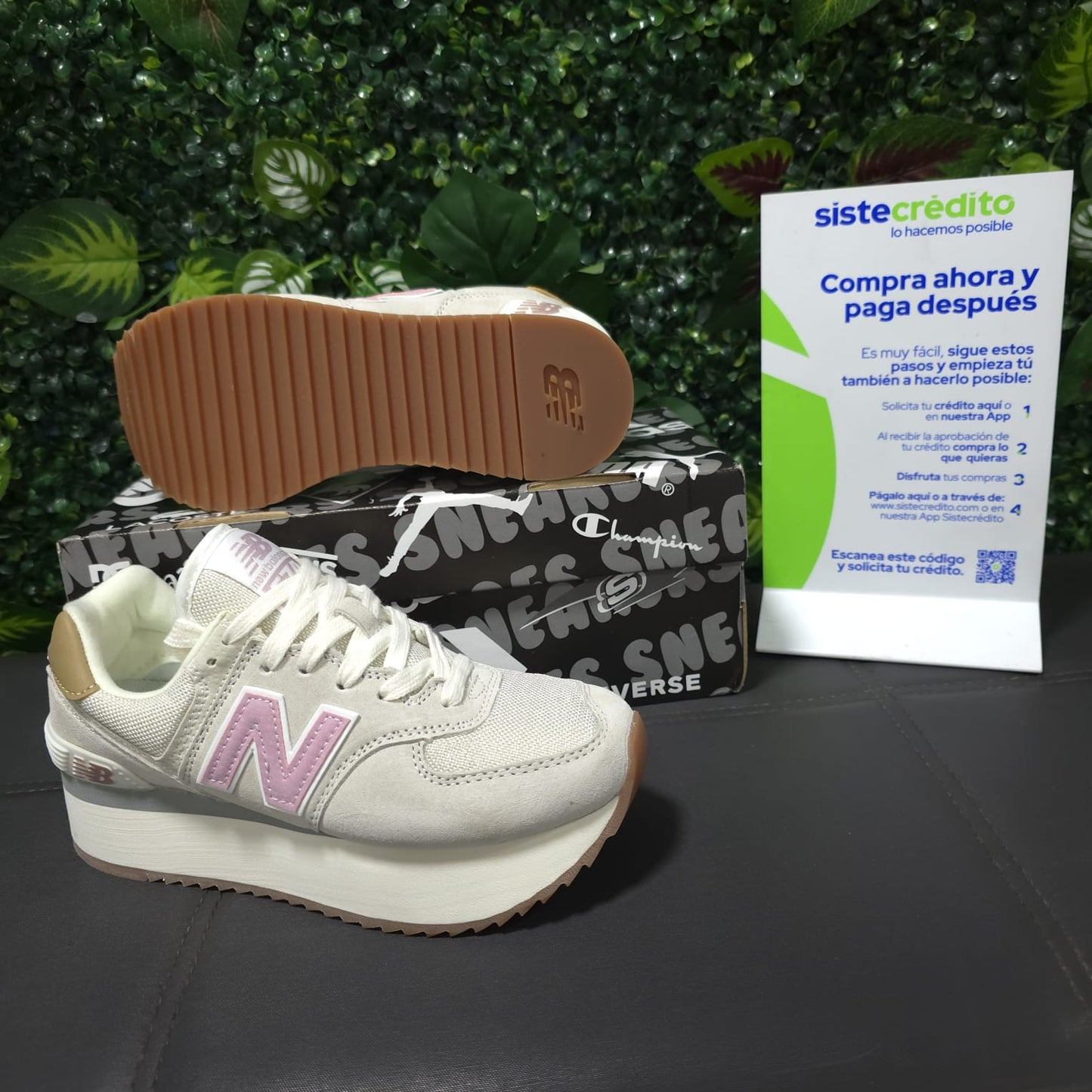 Tenis New Balance 574 Importados De Plataforma Beige Pink