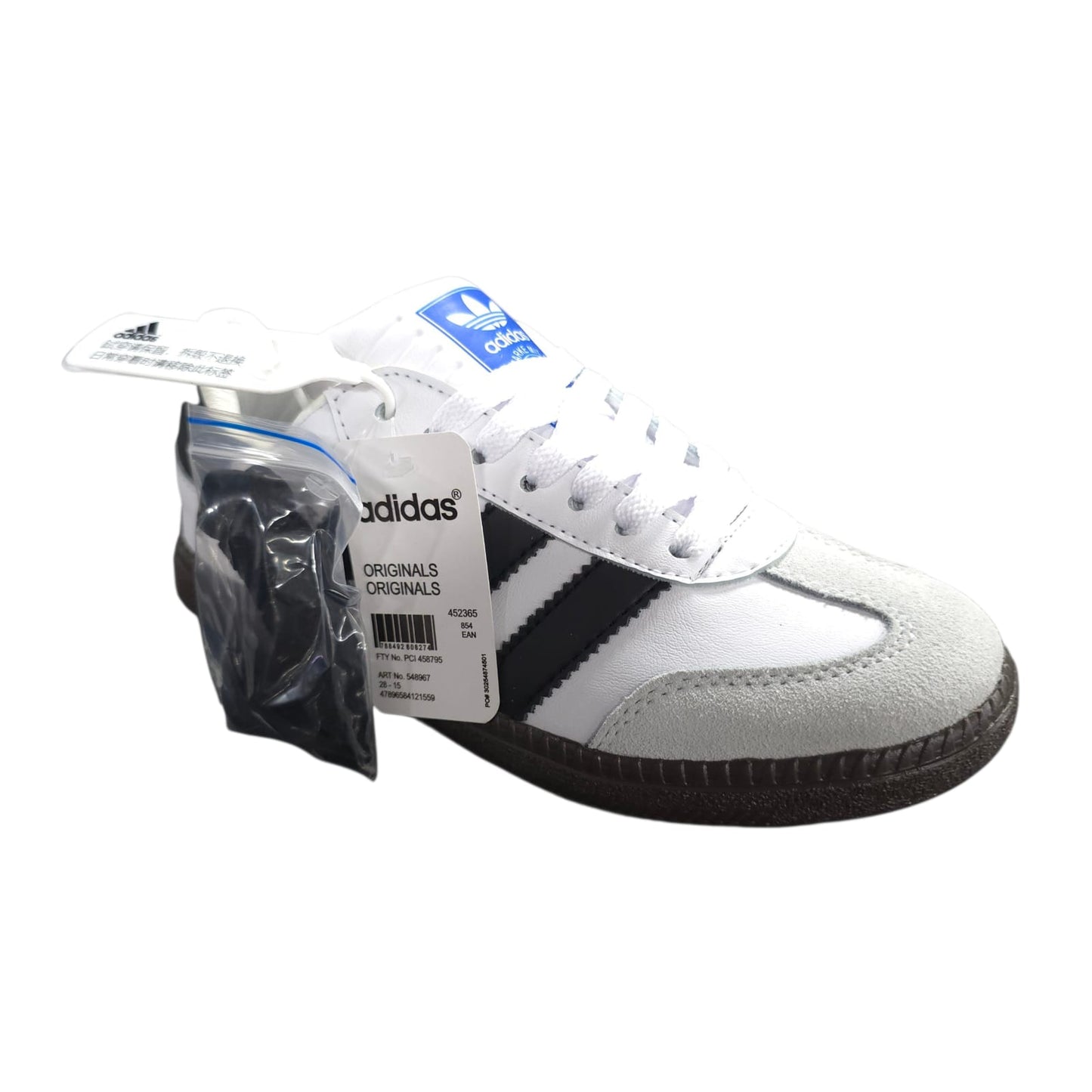 Tenis Adidas Samba White Black Suela Plana Replica AAA