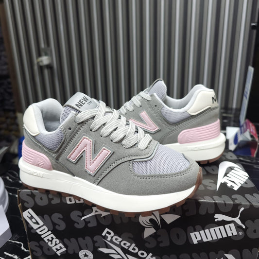 Tenis New Balance Replica AA Suela Alta New Colección Gris Rosa