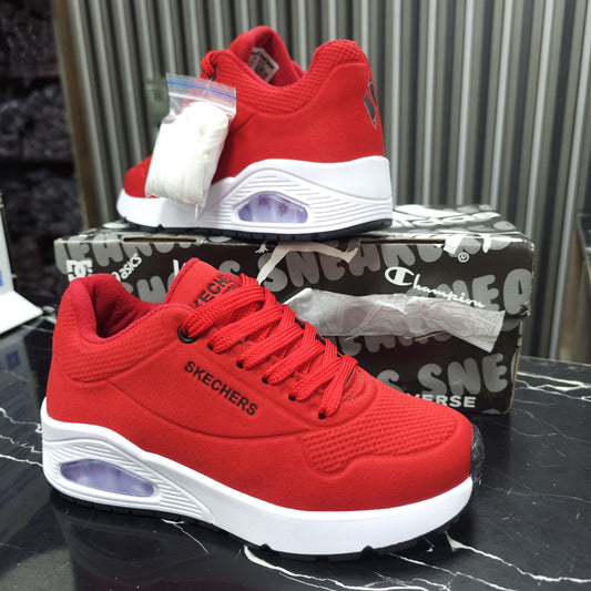 Tenis Skechers Black White Lifestyle AA RED