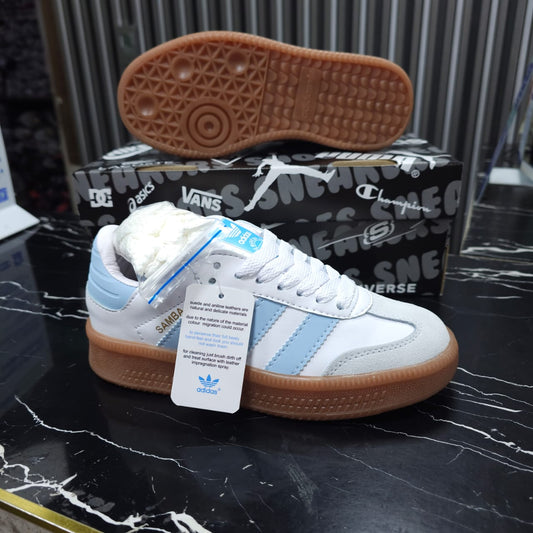 Tenis Adidas Samba White Blue Suela Alta Replica AA