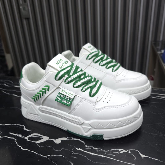 Tenis En Plataforma Importados Suela Plana Nueva Colección White Green