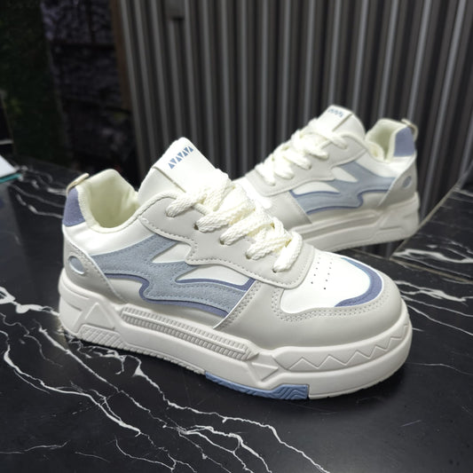 Tenis En Plataforma Importados Suela Plana Nueva Colección White Blue