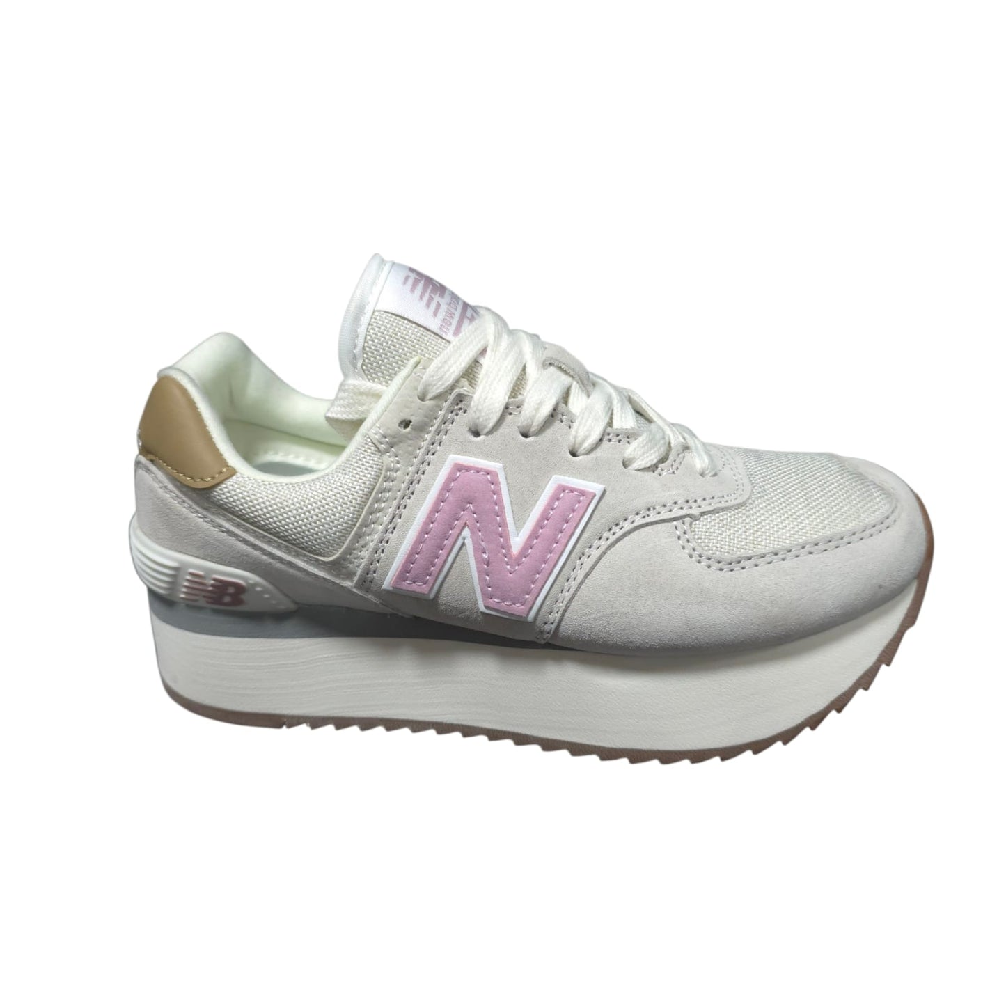 Tenis New Balance 574 Importados De Plataforma Beige Pink