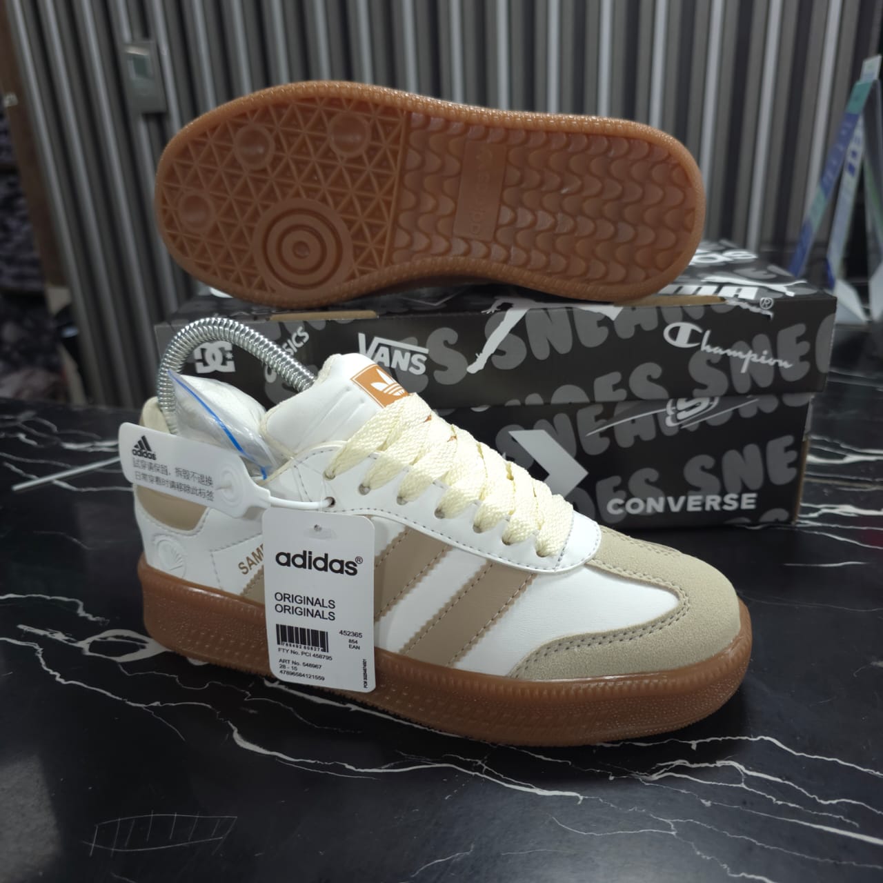 Tenis Adidas Samba White Suela Alta Replica AAA Beige