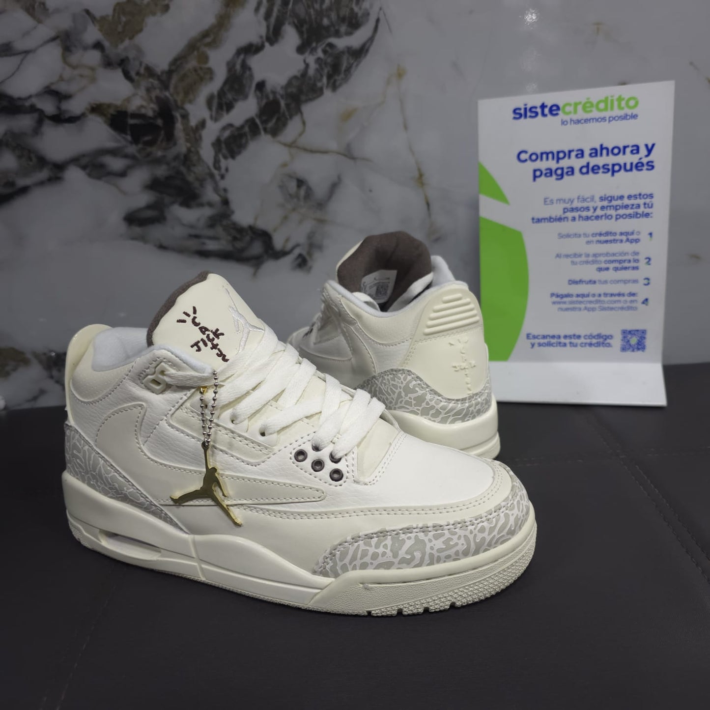 Tenis Nike Jordan Retro 3 Travis Scott Crema Replica AAA Importados