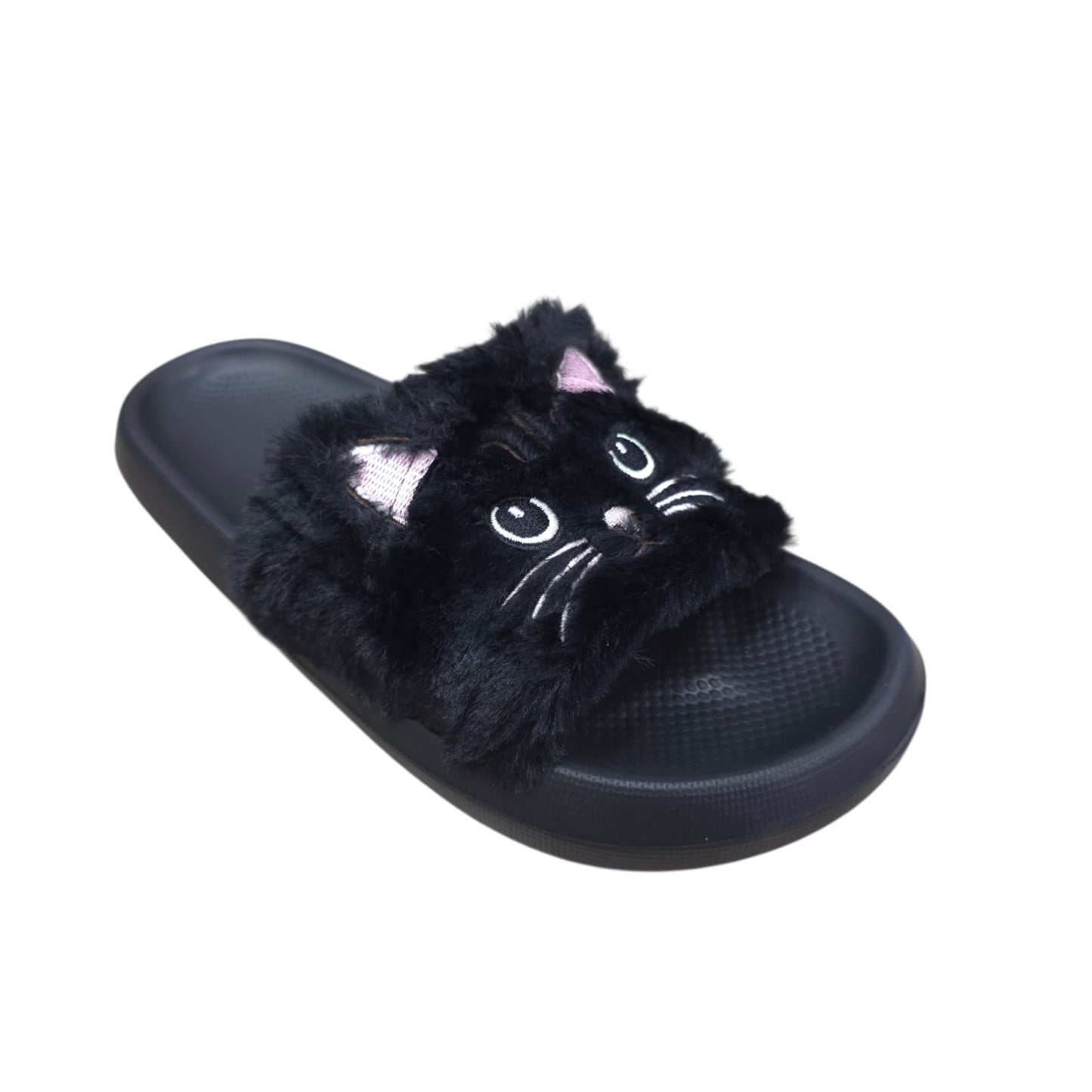 Chanclas Con Peluche Estilo Gato Ultrasuaves