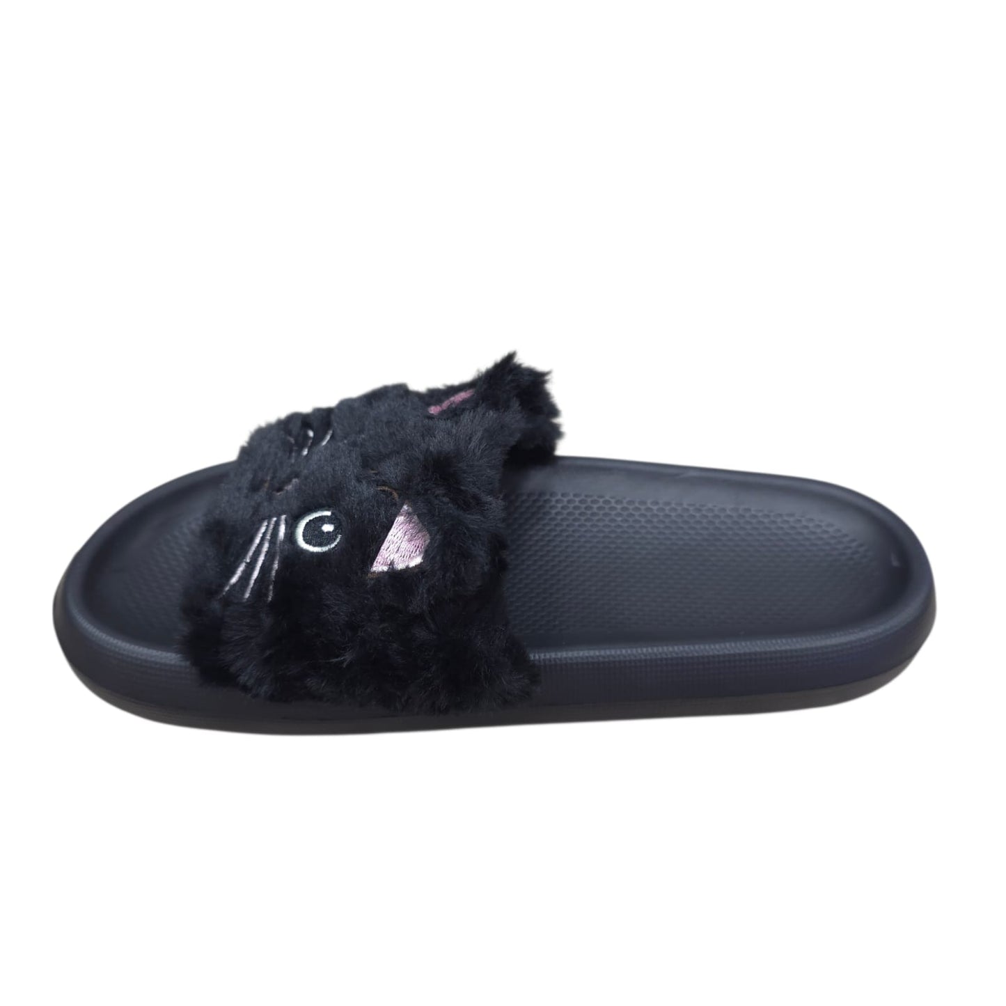 Chanclas Con Peluche Estilo Gato Ultrasuaves
