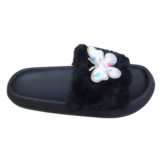 Chanclas Con Peluche Estilo Mariposa Ultrasuaves