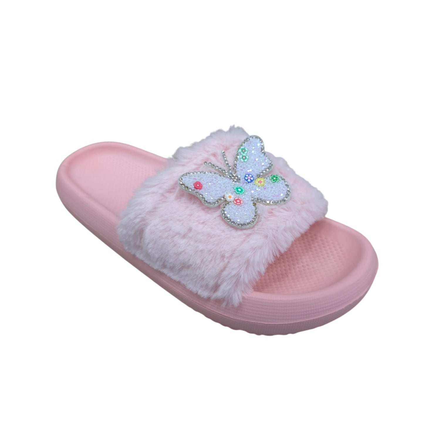 Chanclas Con Peluche Estilo Mariposa Ultrasuaves