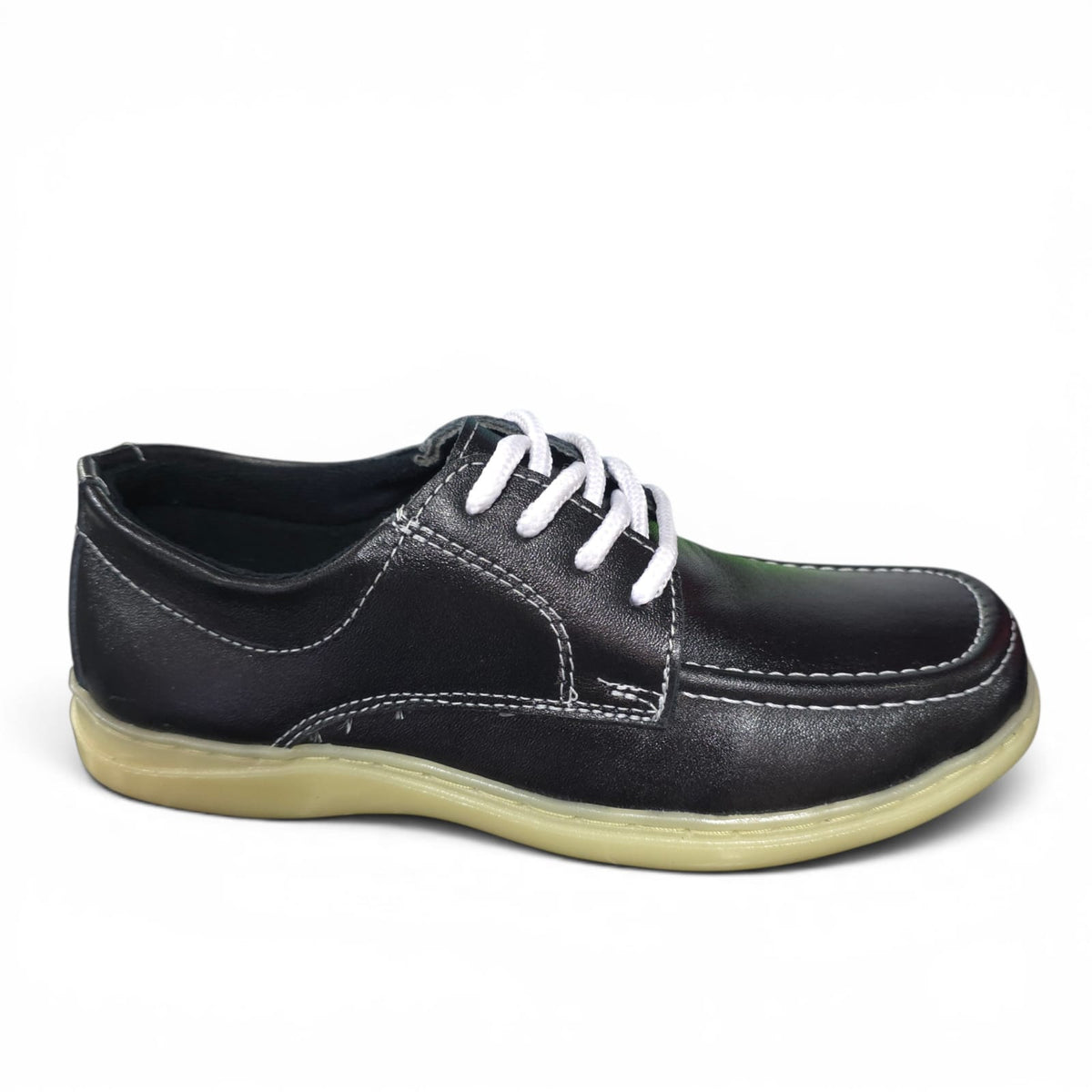 Zapatos Colegiales Negros Suela Amarilla En Cuero