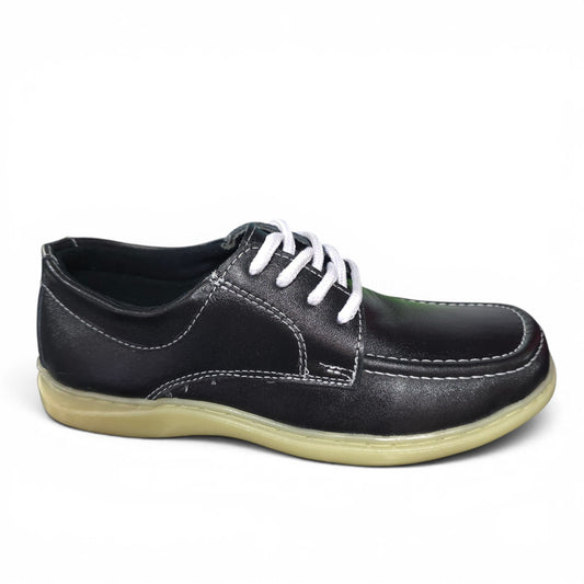 Zapatos Colegiales Negros Suela Amarilla En Cuero