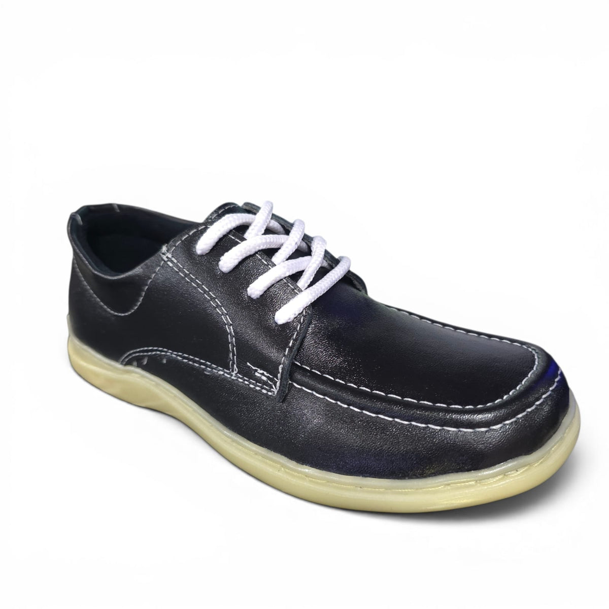 Zapatos Colegiales Negros Suela Amarilla En Cuero