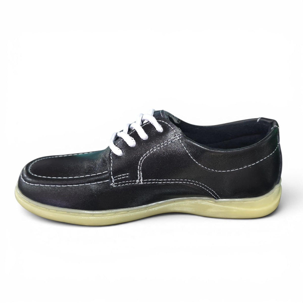 Zapatos Colegiales Negros Suela Amarilla En Cuero