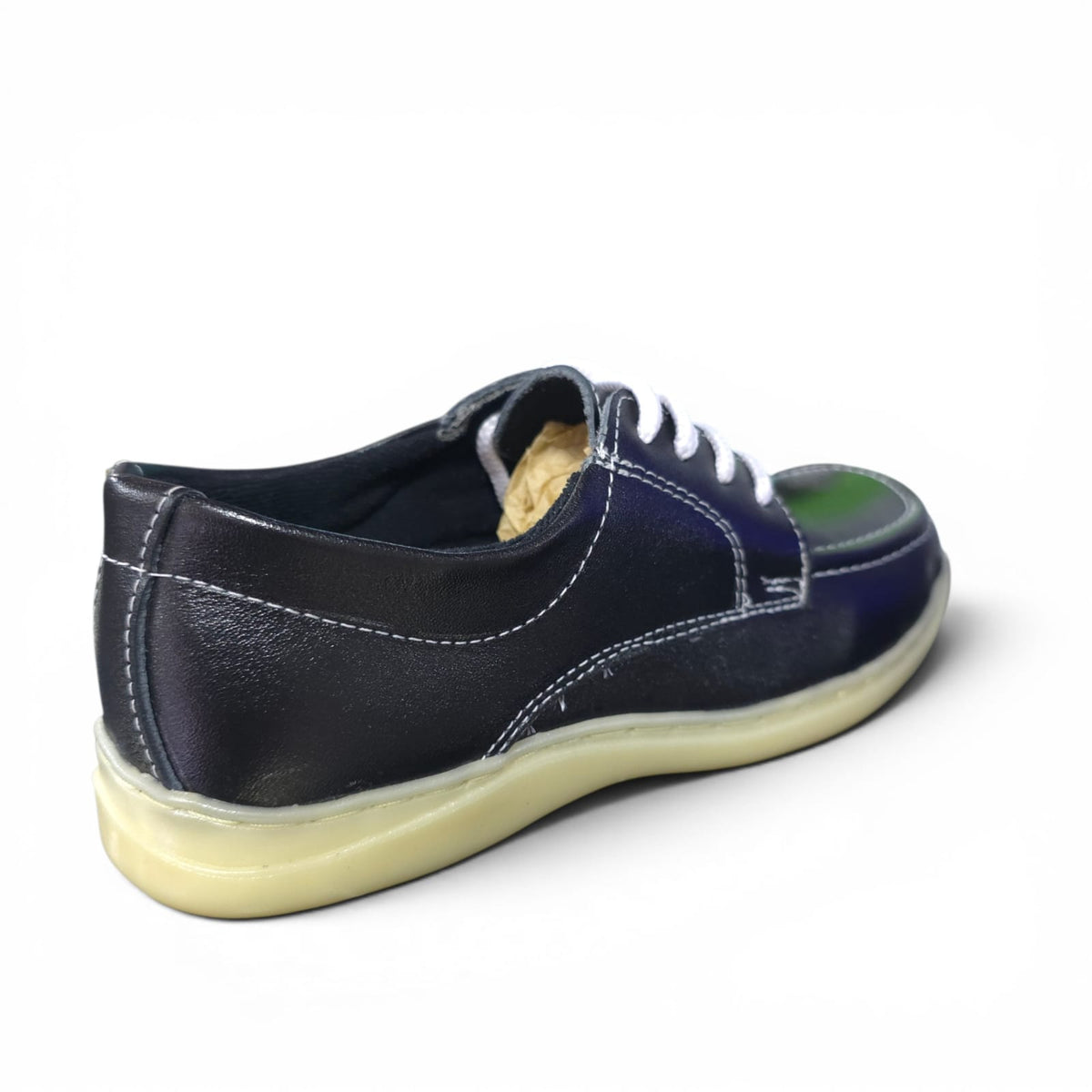Zapatos Colegiales Negros Suela Amarilla En Cuero