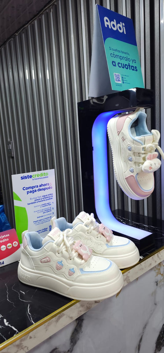Tenis Importados Suela Plana Moda 2025 New Colección Osito Rosado