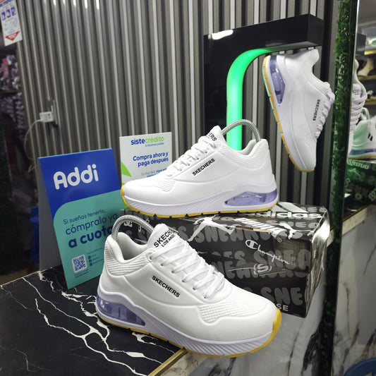 Tenis Skechers Black White Lifestyle AA White