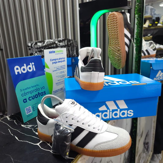 Tenis Adidas Samba White Black Suela Plana Replica AA